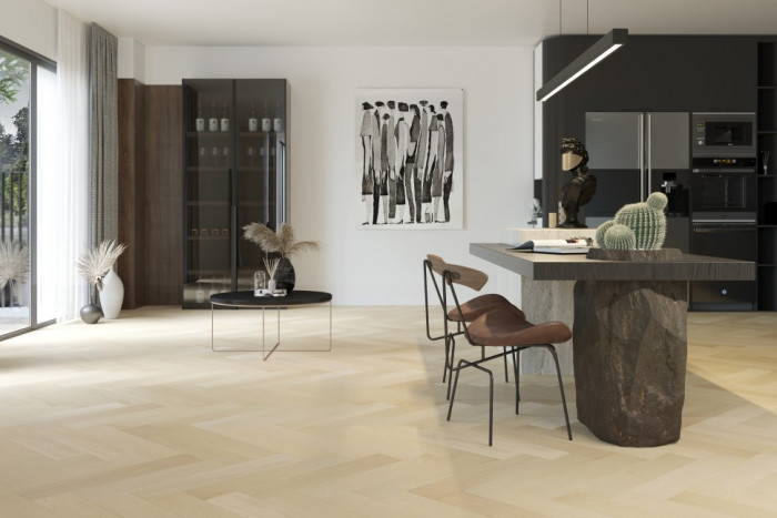 Кварцевый SPC паркет Quartz Parquet Дуб Испанский 33-404 браш Английская Ёлка (635х127х5мм)