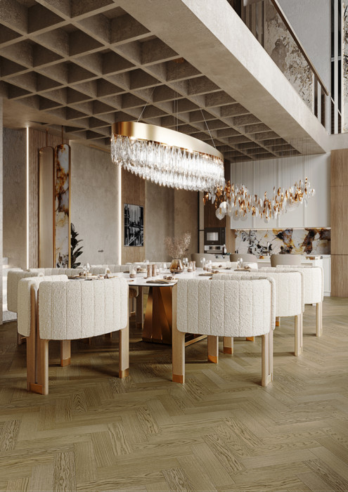 Кварцевый SPC паркет Quartz Parquet Штучный паркет 44-1258-54 Дуб Конго (400х100х5мм)