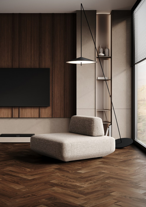 Кварцевый SPC паркет Quartz Parquet Штучный паркет 44-400-29 Орех Американский (400х100х5мм)