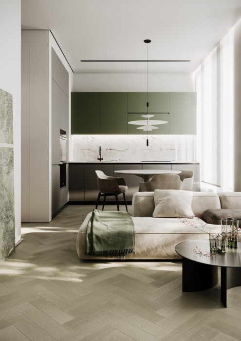 Кварцевый SPC паркет Quartz Parquet Штучный паркет Дуб Лунный 44-1258-08 (400х100х5мм)