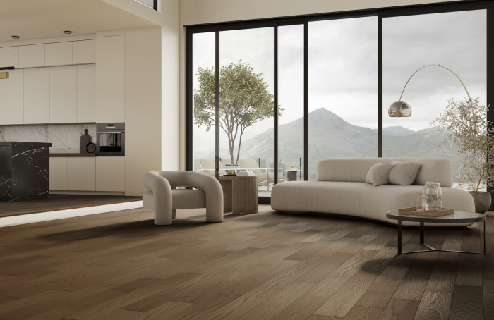 Кварцевый SPC паркет Quartz Parquet CLASSIC Дуб Брауни 413 браш (1220х152х7мм)