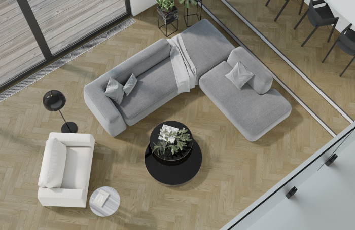 Кварцевый SPC паркет Quartz Parquet Дуб Карельский 33-419 браш Английская Ёлка (635х127х5мм)