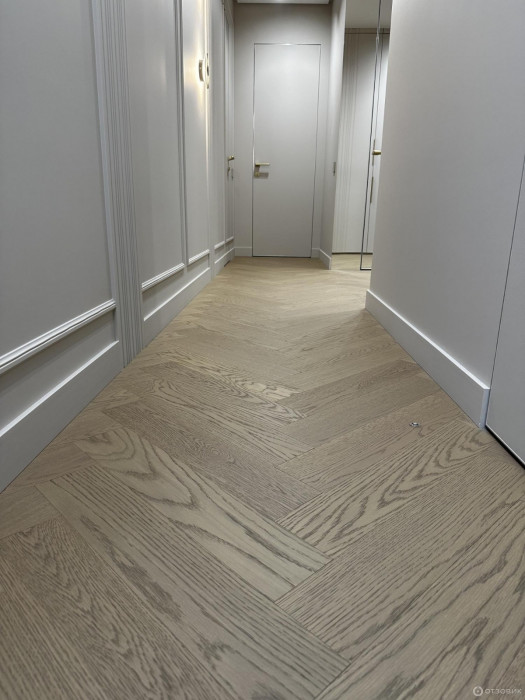 Кварцевый SPC паркет Quartz Parquet Дуб Шампань 33-414 браш Английская Ёлка (635х127х5мм)